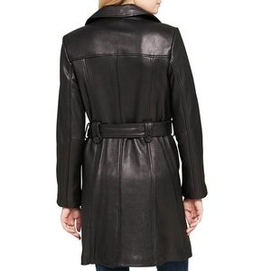 2025 vente chaude femmes Long Trench Coat noir peau de vache en cuir véritable veste manteau respirant hiver dames manteaux - Product Image 2