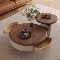 Table basse ronde attrayante, résistante aux taches et facile d'entretien, en bois pour salon