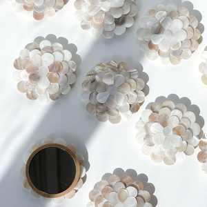 Espejo de bolsillo de madera ecológico personalizado de lujo con incrustaciones de perlas blancas decorativas para uso doméstico de cumpleaños - Product Image 6