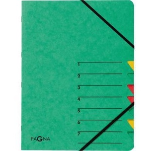 Pagna Easy Din <b>A4</b> 225g/m Pressed Chipboard File <b>Folder</b> Green with Multicolored 7 Compartments - Product Image 1