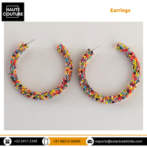 Experts en vente de style classique 6 cm de diamètre brodé à la main perlé fête porter des boucles d'oreilles créoles pour femmes - Product Image 2