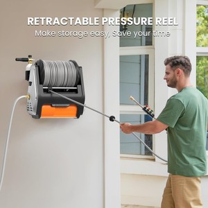 Factory Sale Giraffe <b>Tools</b> Max 3700PSI Electric <b>Power</b> Pressure Washer 100FT Hose Wall Mounted - Product Image 4