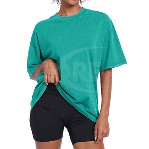Camisetas transpirables de manga corta holgadas de gran tamaño con lavado ácido de Algodón 100% con logotipo personalizado de alta calidad para mujer - Product Image 4