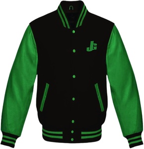 Veste varsity en laine vintage pour homme, lavée, bicolore, avec manches en cuir, respirante et chauffante - Product Image 2