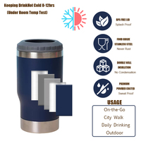 Refroidisseur de bouteilles et canettes de bière en acier inoxydable 4-en-1 de 14 oz avec 2 couvercles