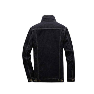 2025 Chaquetas de bombardero de mezclilla abotonadas rasgadas de alta calidad para hombres de diseño personalizado High-Street Hooded Solid Shearing Factory OEM - Product Image 2