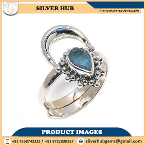 Bijoux fins en argent sterling 925 massif, pierre précieuse aigue-marine, mariage, fiançailles, fête, vente en gros ODM, cadeau de la Saint-Valentin - Product Image 2