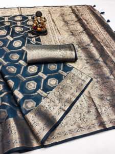 Premium Soft Organza Silk Banarasi Saree Unique Adult <b>Ethnic</b> Intricate Floral Weaving <b>Bandanas</b> Butti Archival Features - Product Image 2