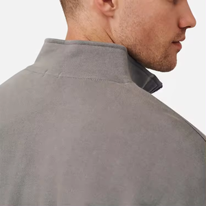 Sweat-shirt à demi-zip pour homme en molleton à col montant uni teint en couleur unie décontracté athlétique d'entraînement chaud d'hiver 100% coton - Product Image 3