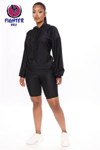 ชุดวอร์มแบบมีฮู้ดสำหรับผู้หญิงชุดวอร์มแบบสั้นมีซิปปรับแต่งได้ - Product Image 6