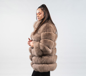 Manteau de fourrure d'hiver pour femmes avec fourrure de renard nouveau Design taille ample Long chaud avec remplissage doublure en soie motif imprimé XS taille polaire tissée - Product Image 3