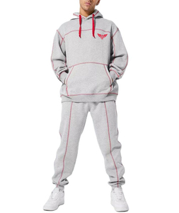 Ensemble survêtement personnalisé avec couture contrastée, pantalon de survêtement ample et sweat-shirt, fabricant de vêtements - Product Image 2