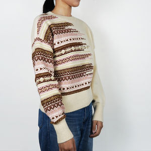 เสื้อสเวตเตอร์แบบสวมหัวสีล้วนสำหรับผู้หญิงเสื้อสเวตเตอร์ถักเข้ารูปแขนยาวคอฤดูหนาวสำหรับฤดูใบไม้ร่วง - Product Image 2