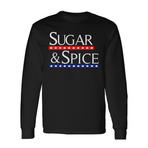 T-shirt a maniche lunghe Sugar And Spice con design patriottico nero - Product Image 2
