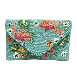 Bolso de hombro bordado con diseño de flores y pájaros con cuentas hecho a mano elegante acabado de lujo de MD HANDICRAFTS - Product Image 1