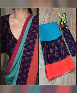 Sari Morado para una sensación real y majestuosa, Sari de algodón de uso formal fabuloso con trabajo de secuencia - Product Image 4