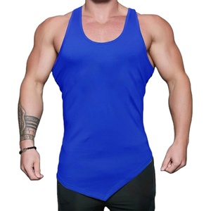 Men's Fitness Sport Gym Bodybuilding Tank Tops Solid Color Cotton Knitted Training T-Shirt Irregular Hem Vests Breathable <b>Hip</b> - Product Image 1