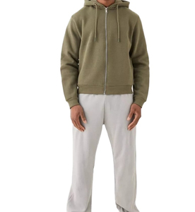 Nouveaux sweats à capuche zippés pour hommes élégants et tendance, 100% coton molletonné, teinture unie, respirant, écologique, séchage rapide, logo personnalisé, décontracté - Product Image 4