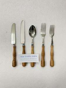 Couverts de conception moderne avec manche en bois, adaptés aux occasions familiales, en acier inoxydable, pour un usage quotidien à la maison et à l'hôtel - Product Image 5