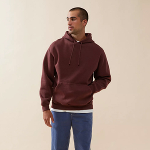 Plain <b>Pullover</b> <b>Men</b> Hoodie 100% Cotton Fleece Oversized Blank Hooded Sweatshirt Custom Logo Print Embroidery OEM Streetwear - Product Image 1