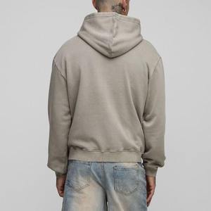 Sweat à capuche personnalisé 80% coton 20% polyester coupe carrée pour hommes lourds sweat à capuche basique avec fermeture éclair DTF personnalisé logo imprimé sweats à capuche respirants pour hommes - Product Image 3