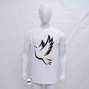 T-shirt unisexe en coton uni avec broderie de chenille blanche Impression personnalisée de qualité supérieure Tendance exclusive orientée vers l'exportation - Product Image 1