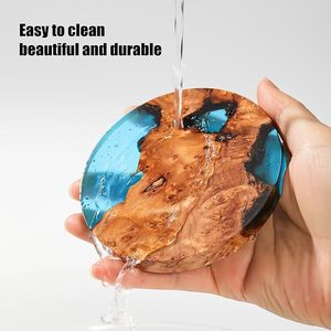 Sous-verre époxy en bois d'aspect royal Table de restaurant d'hôtel Sous-verre perlé décoratif et article d'utilisation doué - Product Image 3