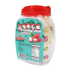 Aiiing Gobelets à gelée de fruits Aiiing Mini Pudding Cup avec Nata De Coco - 25g x 50 pcs x 6 pots Lychee Coconut Pudding - Product Image 3