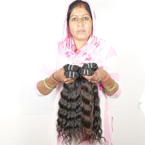 Extensiones de cabello humano indio de templo alineado con cutícula profunda ondulada Natural 100%, paquetes crudos sin procesar, precio de cabello humano - Product Image 2