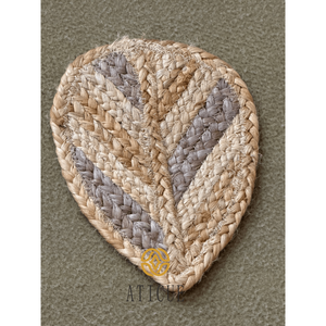 แผ่นรองจานรูปใบไม้ถักจากปอกระเจาขนาด 10x8 นิ้ว งานตกแต่งบ้านและโต๊ะอาหาร ทำด้วยมืออย่างประณีต - Product Image 2