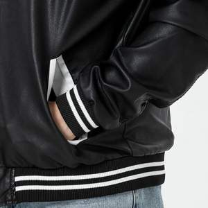 Chaquetas de cuero de color sólido con logotipo en relieve personalizado de alta calidad Chaqueta de cuero genuino de invierno al por mayor de alta calidad para hombres - Product Image 3