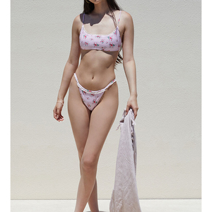 Conjunto de Bikini de Dos Piezas para Mujer, Estilo Moderno y Popular, Color Sólido, Ropa de Playa, Ligero, de Secado Rápido, Spandex/Nailon, Escote Profundo en V, Nuevo - Product Image 5