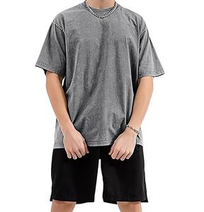 T-shirt unisexe ample à col rond et manches courtes en coton 250 g/m² de haute qualité, style vintage délavé à l'acide, collection été 2026 - Product Image 1