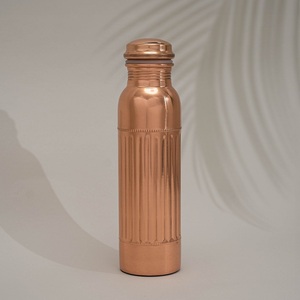 Artistic Geometric Pattern Etched <b>Copper</b> <b>Water</b> <b>Bottle</b> For Pure Ayurvedic Healthy Drinking - Product Image 3