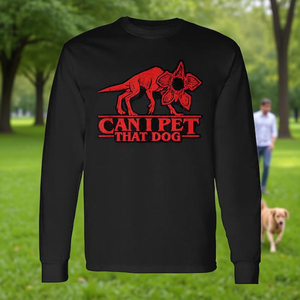 Posso accarezzare quella canotta? T-shirt a maniche lunghe per gli amanti dei cani Strangers Demodogs T-shirt promozionale - Product Image 3