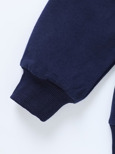 Sweat-shirt à capuche unisexe bleu marine 100% coton French Terry décontracté à fermeture éclair coupe classique avec poche pour l'automne - Product Image 3