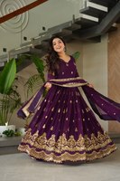 Vestido de Fiesta Premium de Diseñador, Listo para Usar, con Lentejuelas y Bordado Zari, Sin Arrugas, para Bodas, Diwali, 2025