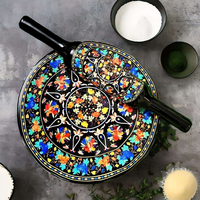 Rouleau à pâtisserie et planche à pâtisserie en bois d'acacia robuste Falah International Chakla Belan pour la préparation de chapati, roti et pâtes.