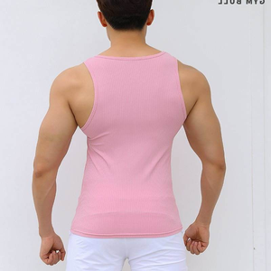 Camiseta sin Mangas para Hombre, Ajustada, de Poliéster/Algodón Elástico, Transpirable y con Textura Acanalada - Product Image 6