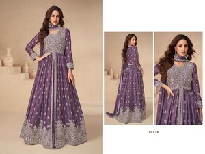New Indian Traditional Anarkali <strong>Long</strong> Gown with Heavy Embroidery Work Georgette <strong>Designer</strong> Dupatta Pishwas <strong>Suit</strong> for Winter Parties