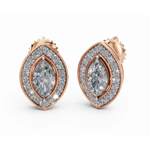 Pendientes de Diamantes Marquise de Oro de 9 Quilates de Primera Calidad, Joyería Cultivada en Laboratorio, Proveedor de Exportación al por Mayor OEM - Product Image 4