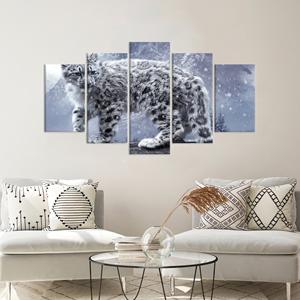 Snow <b>Canvas</b> Gift: Wild <b>Animal</b> Painted Glass Wall Decor,SET OF 5 MIX <b>CANVAS</b> - Product Image 1