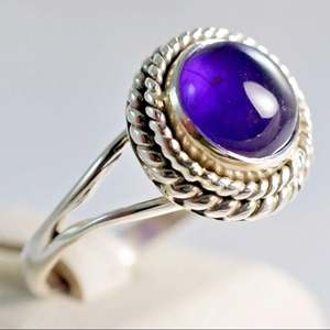 Navya <b>Craft</b> Boho Jewelry Handmade 925 Sterling Silver <b>Ring</b> Amethyst Oval Cut Stone Fine Jewelry for Everyday Wear Sizes 4 13 - Product Image 5