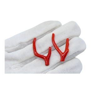 Paire de coraux italiens naturels en forme de bâton de corail rouge italien rugueux poli corail de la mer Méditerranée pour la fabrication de bijoux boucle d'oreille - Product Image 3