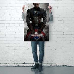 Póster de Capitán América de Marvel, estilo de diseño moderno, material de lona con marco negro para decoración de pared - Product Image 3