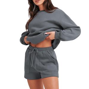 Ensemble court automne-hiver, survêtement sport, dernière collection, personnalisé, manches longues, polaire, écologique, grande taille, short uni 2026 - Product Image 2