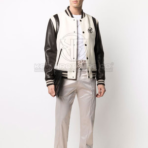 Fashionable Men Leather Sleeves Varsity <b>Jacket</b> Classic <b>Baseball</b> <b>Bomber</b> <b>Jacket</b> for Winter and Daily Wear - Product Image 2
