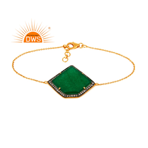 Pulsera de Eslabones de Plata 925 Chapada en Oro de 18k, Colección Clásica Hecha a Mano, Joyería con Aventurina Verde, Fabricante de Pulseras - Product Image 4