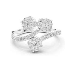 Bague à trois pierres en diamant de laboratoire de 0,728 carats pour femme, clarté VVS-VS EF, or 18 carats, 14 carats, 10 carats et argent 925, rose, jaune - Product Image 1