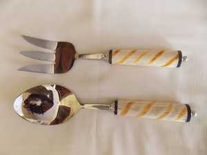 Juego de Cucharas para Servir Ensaladas con Mango de Resina y Acero Inoxidable, Fabricante Indio, Acero Pulido, Decoración de Comedor de Lujo - Product Image 5